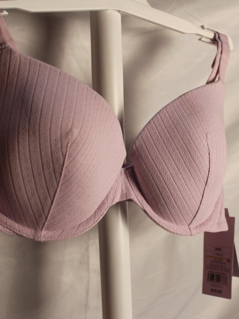 wild fable Light Mauve Padded Bra with Textured Stripe